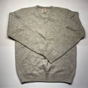Springfield Original Lambswool Women’s V Neck Grey Long Sleeve Sweater Size L